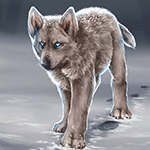 Волчонок идет по снегу