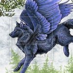Крылатый волк синий