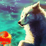 Волк в окружении пузырьков