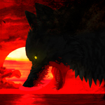 Волк на фоне заката