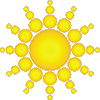 Солнце с лучами-шариками, уменьшающимися