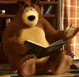 Медведь читает книгу и ужасается
