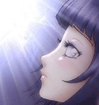 Хината из аниме 'наруто' смотрит на лучи