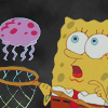  Спанч боб пытается поймать медузу в <b>сачок</b> (мультфильм ... 