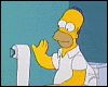 Гомер симпсон разматывает рулон бумаги в туалете