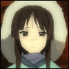  Мио-<b>тян</b> из аниме k-on в зимнем пальто с капюшоном смотрит... 