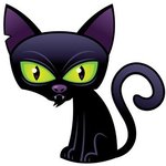  <b>Чёрный</b> кот с огромными зелеными глазами 