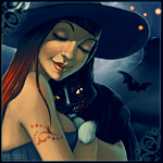 Прикольная ведьма с котом