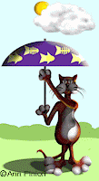 Кот с зонтиком под тучей