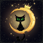  <b>Черный</b> кот сидит на луне в форме сыра 