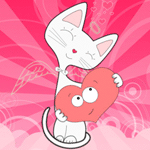  <b>Влюблённая</b> кошка с сердечком в лапах 