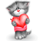  <b>Милый</b> серый котенок с сердечком 