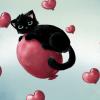  <b>Чёрный</b> котик на воздушному шаре 