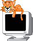  Котенок <b>лежит</b> на компьютере 
