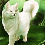 Белая кошка в лесу, художник tigresadaina