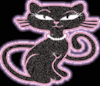 Силуэт черной кошки в сиреневом обрамлении