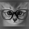  <b>Умный</b> кот в очках, нарисованный в чёрно-белых тонах 