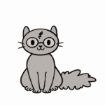 Серый кот в очках и шрамом-молнией на мордочке в стиле га...