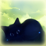 Чёрный котёнок на <b>фоне</b> неба 
