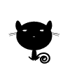 Черной кошке кто то прыгает на голову