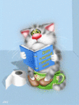 Кот на горшке читает книгу.А.Долотов