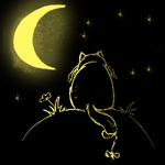 Кот смотрит на луну и мечтает