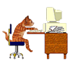 Кот работает за компьютером