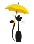 Киска с желтым зонтиком