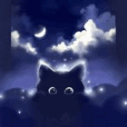 Моргающий котёнок в ночном небе