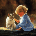Девочка и сиамский кот