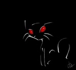 Черная кошка с красными глазами