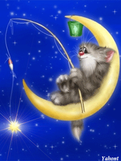 Кот=рыбак на луне