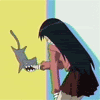 Кот кусает девочку за палец