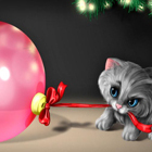 Котенок тащит шарик