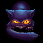 Зловещий кот в темноте с огненными глазами