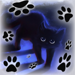 Черный котенок и светящиеся следы
