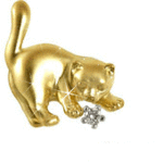 Золотая брошь в виде кошки