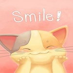 Котик улыбается положив лапки к щекам ('smile')