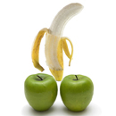 Банан и два яблока