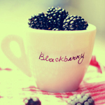 Ежевика в чашке с надписью blackberry