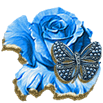  <b>Голубая</b> роза с мотыльком 