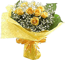 Букет чайных роз в желтой упаковке