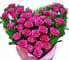 Яркие розовые розы сердечком