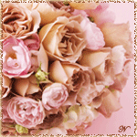  Букет из <b>кремовых</b> роз и розовых пионов в мерцании на розо... 