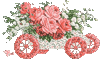 Розовая машина с букетом роз