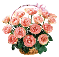 Букет розовых роз - блестяшек в корзине