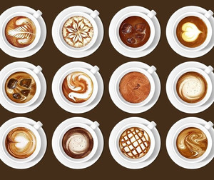  <b>17</b> апреля. Международный день кофе. Чашечки кофе с разным... 