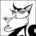 Гламурная кошечка пьёт коктейль с вишенкой