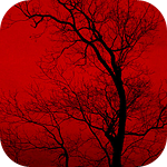  Черное дерево на <b>красном</b> фоне 