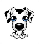  Нарисованный щенок породы <b>долматинец</b> с голубыми глазами 